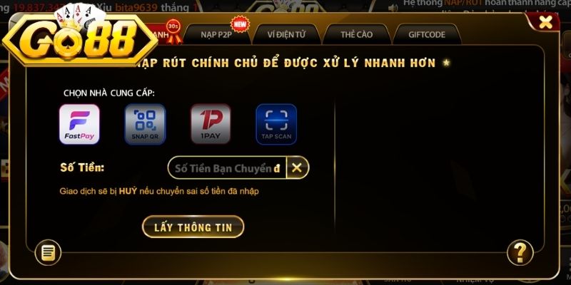 Nạp Tiền Go88 - Cổng Thanh Toán Tiện Lợi Đa Phương Thức 1 Tổng hợp cho hội viên các phương thức nạp tiền Go88